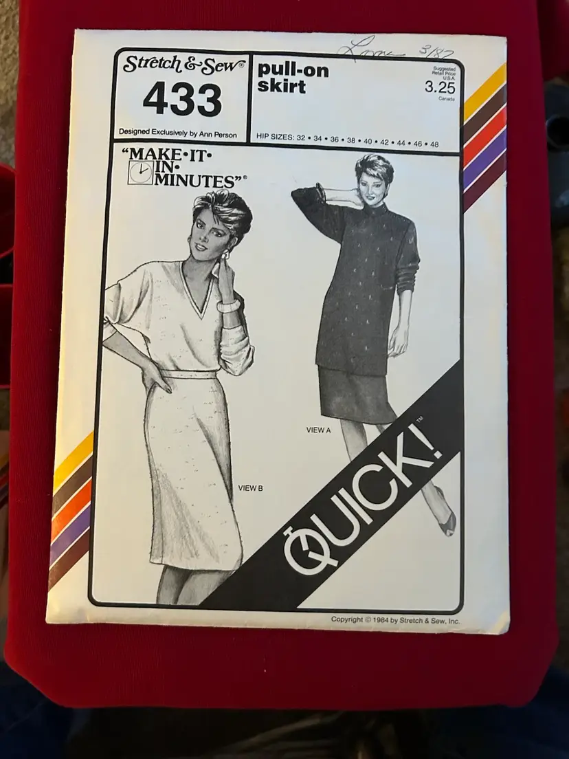 Vtg 1984 Stretch & Sew Ann Person Pattern 433 Pull-on Skirt Uncut FF