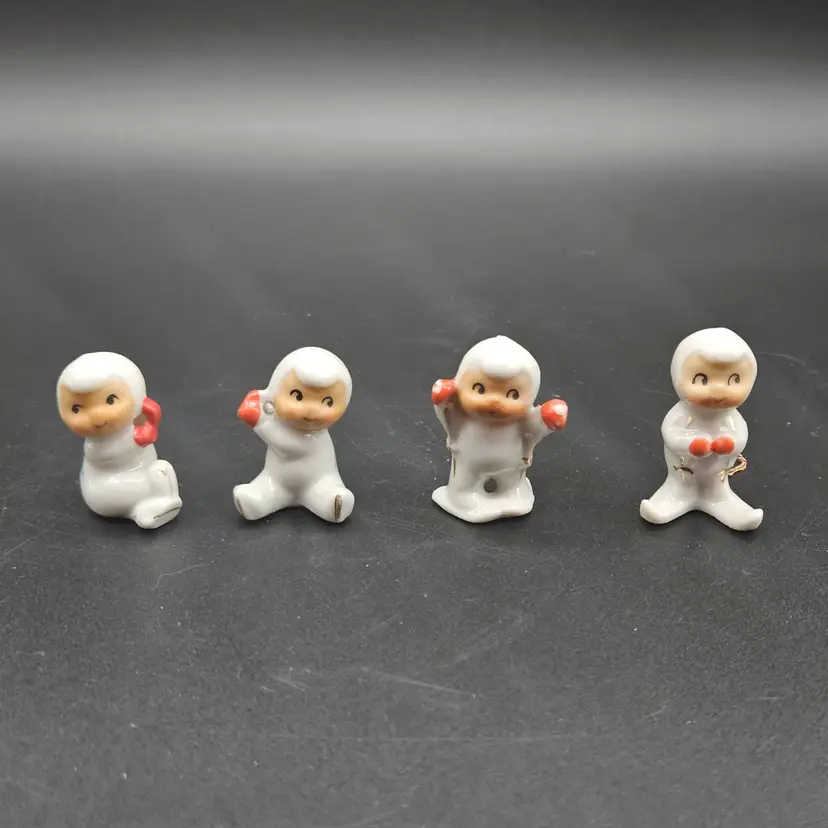Vtg 1950s Holt Howard Snowbaby Miniature Ornaments Set of 4