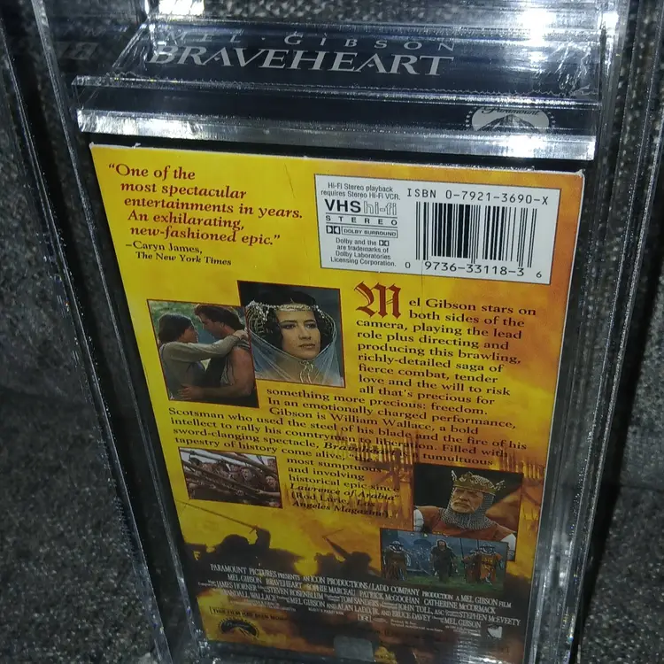 BRAVEHEART VHS TAPE (1995 2-Tape Set Graded Beckett 8.0 Mel Gibson William W.