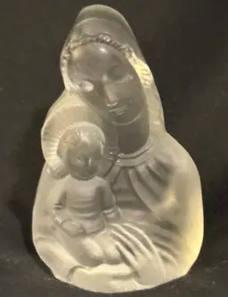 Vintage Desná Glass Co Czech St.Mary And Child Miniature Glass Figurine