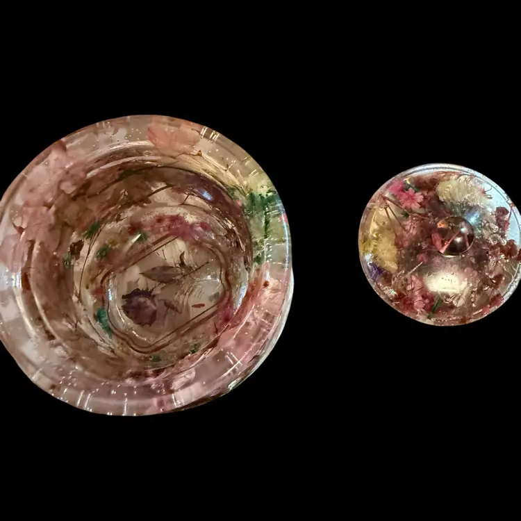 Small Resin Trinket Jar With Pressed Flowers