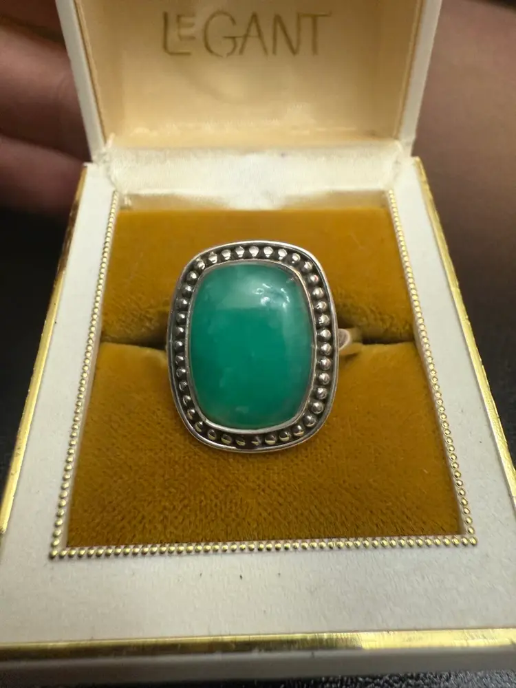 Sterling Silver And Chrysoprase Ring- Size 11