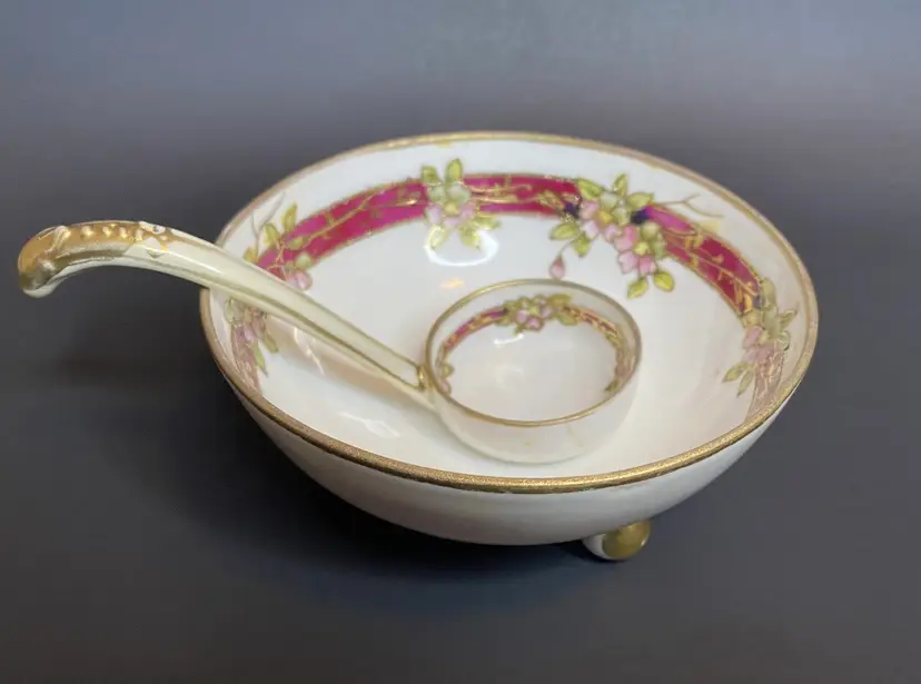 Antique Nippon Mayonnaise Serving Bowl and Ladle