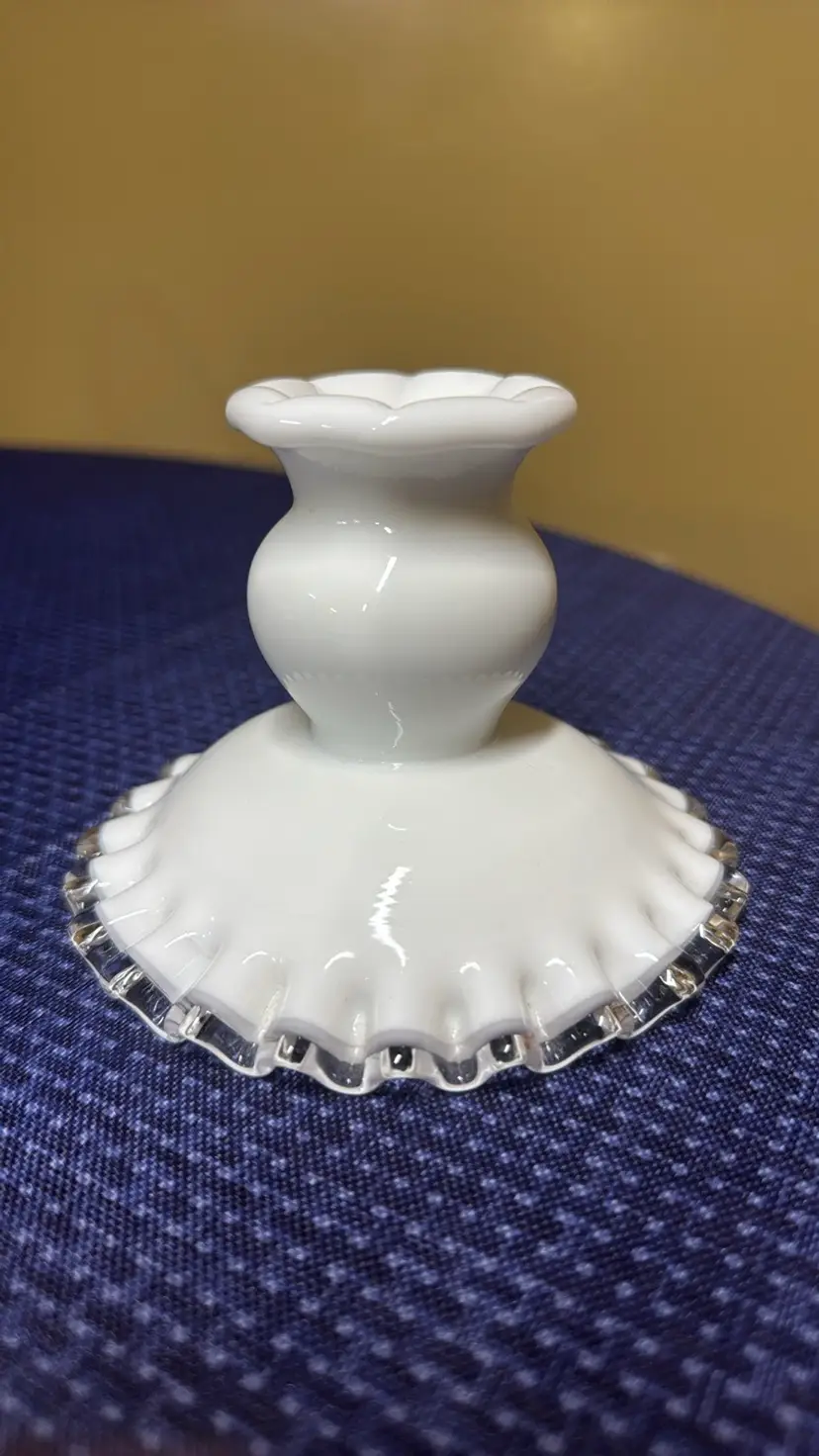 Fenton Silver Crest Candleholder Ruffled #7271