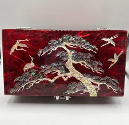 Hand Made Korean Wooden Jewelry Box With MOP Inlay NIB 6”x 3.5”x 3”