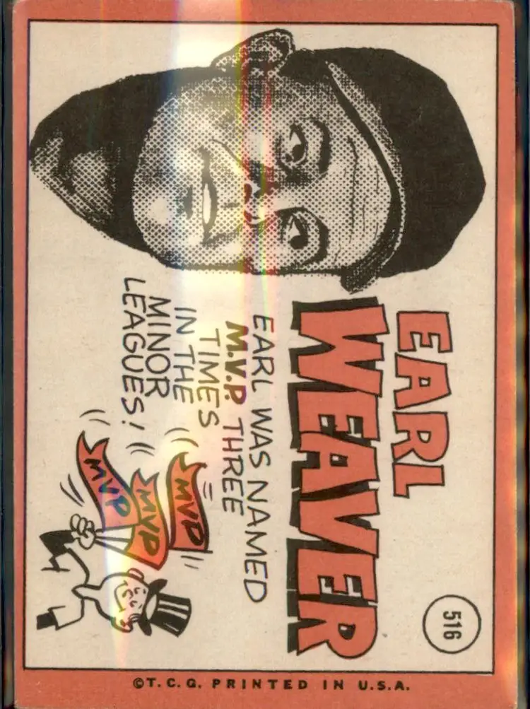 1969 Topps #516 Earl Weaver - (pk3) - Baltimore Orioles