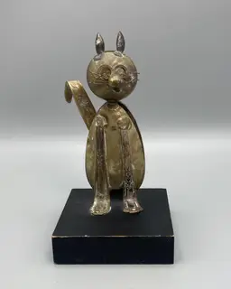 VTG Raul Zuniga Spoon Sculpture Cat - Signed Zuniga CDA 1972