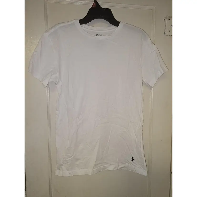 Polo Ralph Lauren T-Shirt Medium White Tee Short Sleeve Cotton Navy Pony