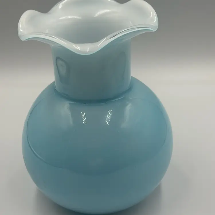 Light Blue Art Glass  Ruffled Edge Panel Sides , Elegant Accent