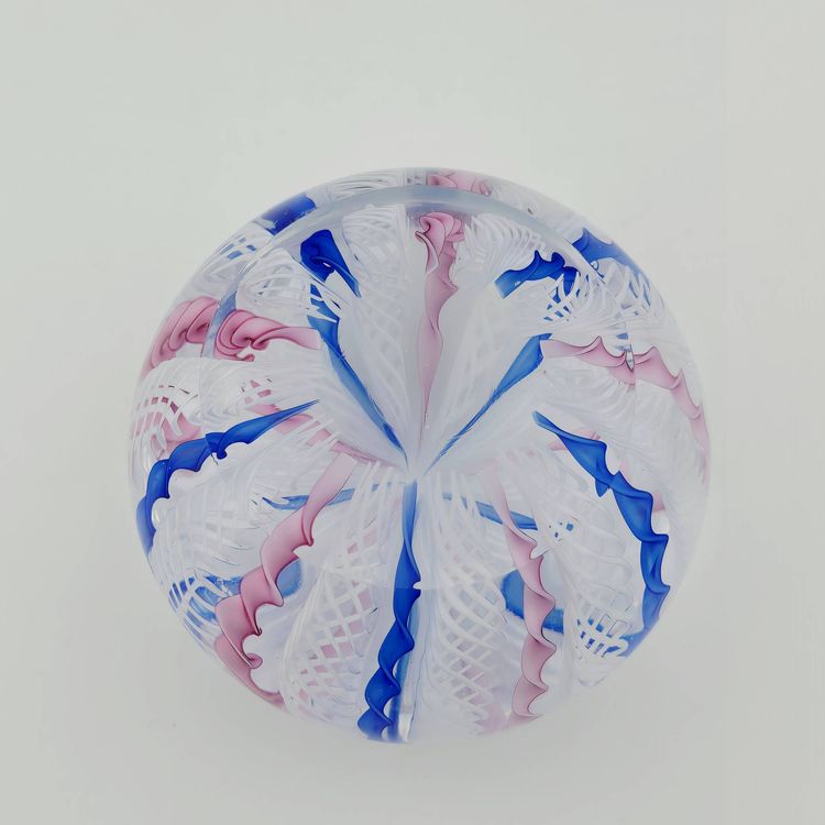 Vintage Twisted Latticino Multicolored Art Glass Paperweight