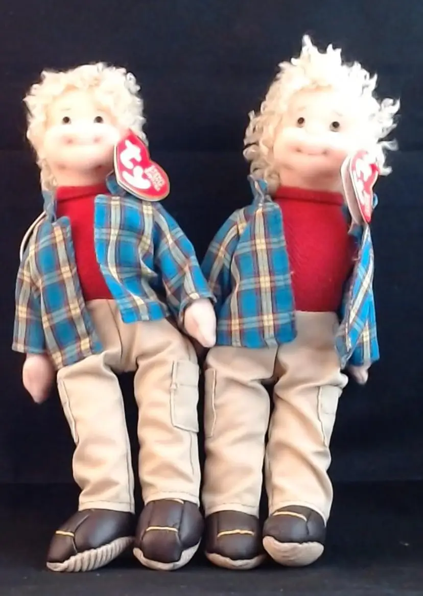 Pair of TY 8" Rugged Rusty" Hanging Doll/ornaments