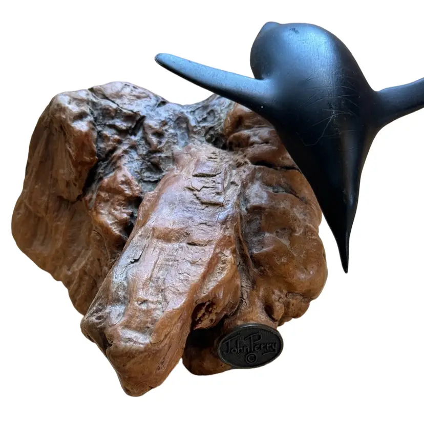 John Perry penguin on wood mid-century