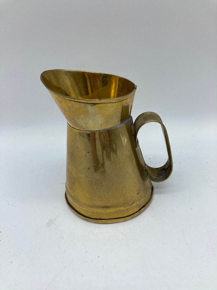Vintage Hosley Brass Miniature Oil Pitcher W/ Handle 3 1/4" Tall