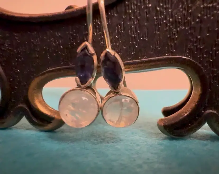 Moonstone And Amethyst Earrings