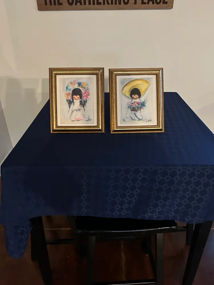 Vintage De Grazia Flower Girl And Flower Boy Set Of 2. 12 X 10 Inches