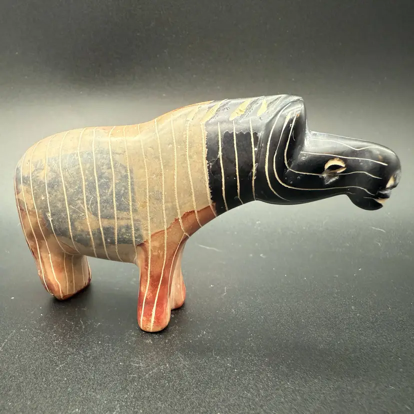 Soapstone Hand Carved Hippo Figurine