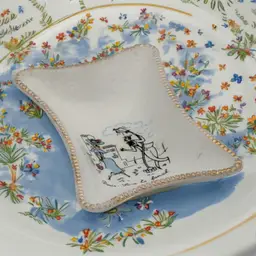 White Milk Glass Couple Paris Under The Lantern Open Salt Cellar Trinket Dish