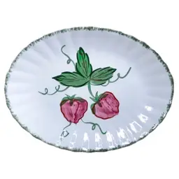 Vintage Blue Ridge Pottery Wild Strawberry Platter Fluted Edge Retro Cottagecore