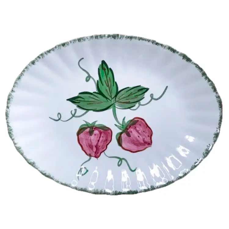 Vintage Blue Ridge Pottery Wild Strawberry Platter Fluted Edge Retro Cottagecore