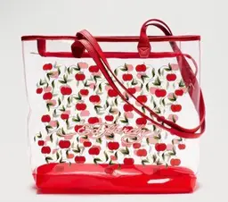 Ed Hardy Large Red Clear Cherry Tote Carryall Handles Cute Girly Feminine Gift