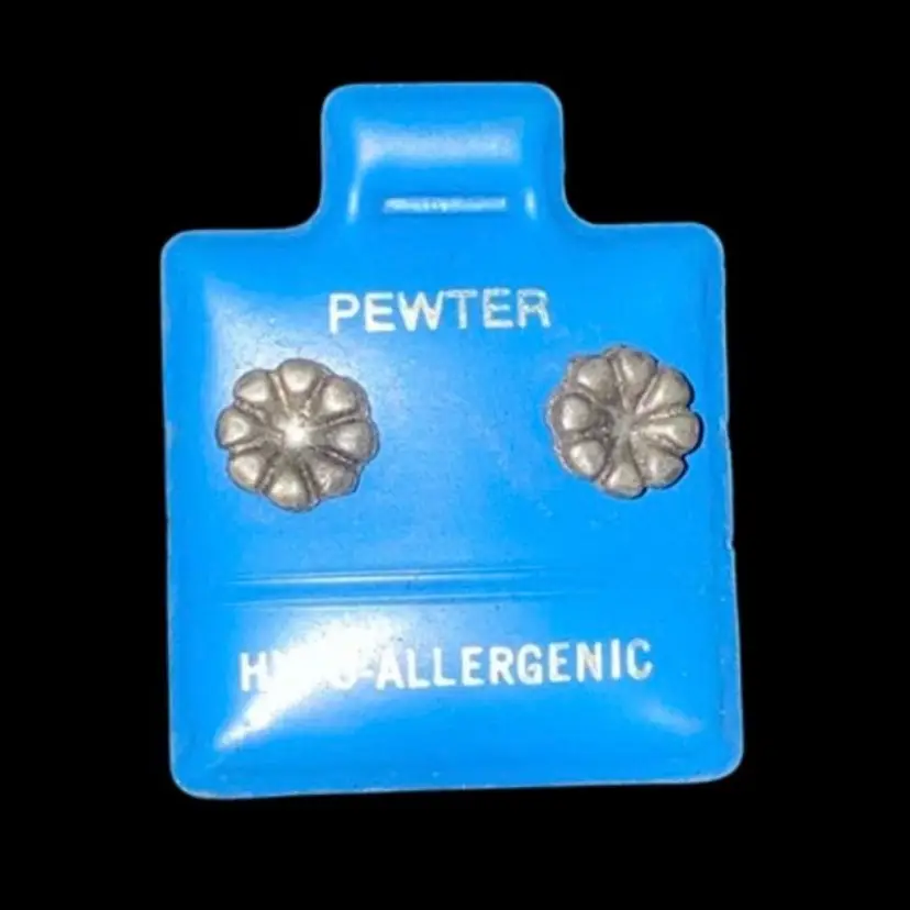 #02- New Old Stock Vintage 1980S Pewter Post Earrings As Pictured