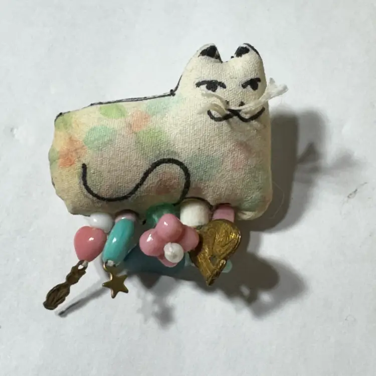 Handmade Pillow Brooch With Embellishments