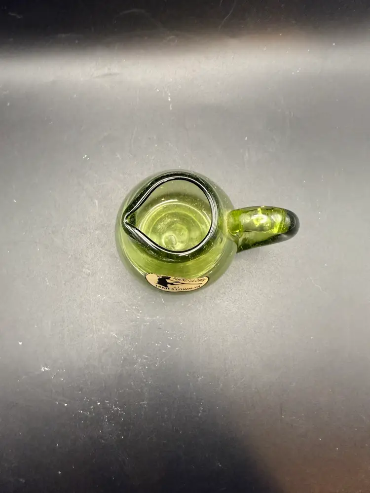 Hand-Blown Green Glass Pitcher From Jamestown, VA