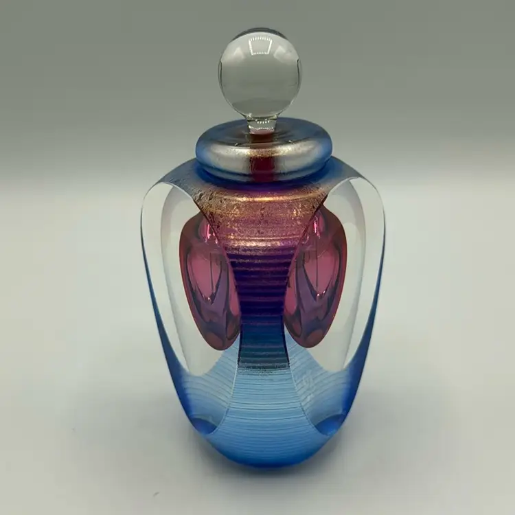 Philabaum Art Glass Sommerso Irridescent Veiled Glass Perfume Bottle Signed