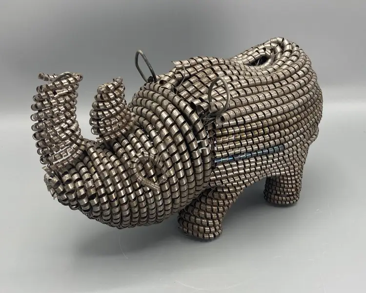 Recycled Metal Shavings Rhino Sculpture