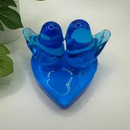 Glass Blue Birds Signed Ron Ray 1987