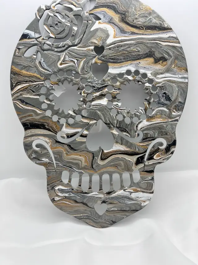 Original Artwork. Painted Wood Sugar Skull