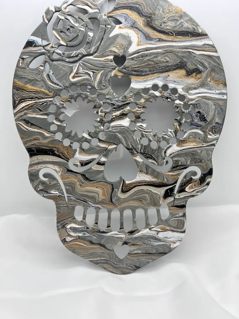 Original Artwork. Painted Wood Sugar Skull