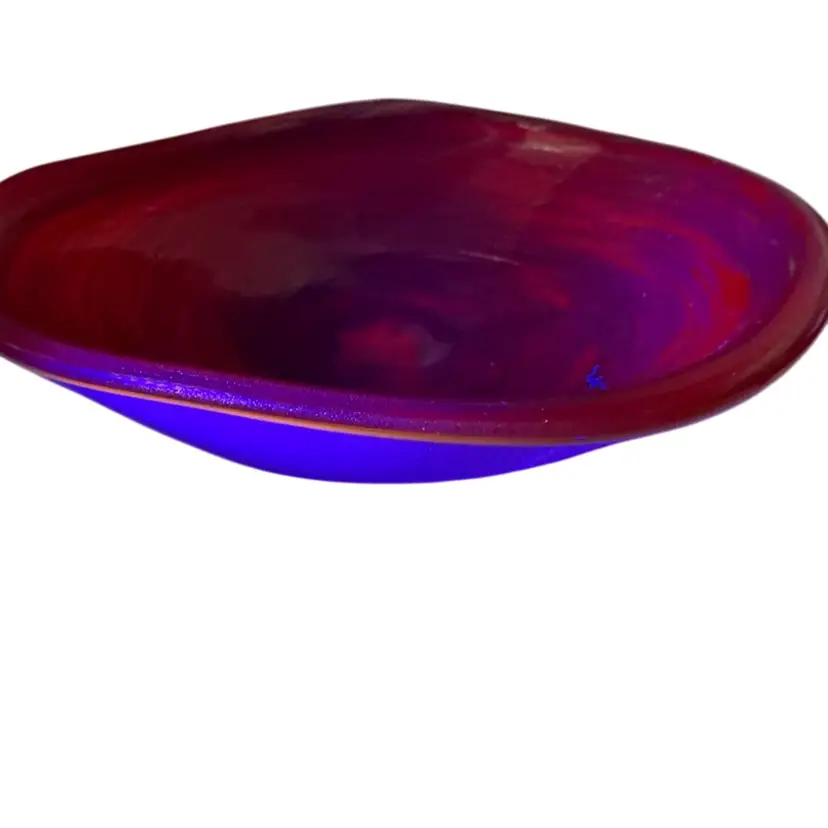 Art Glass UV Reactive 7" long 7" 5.5 " Across With Gold Glitter Inside Of It