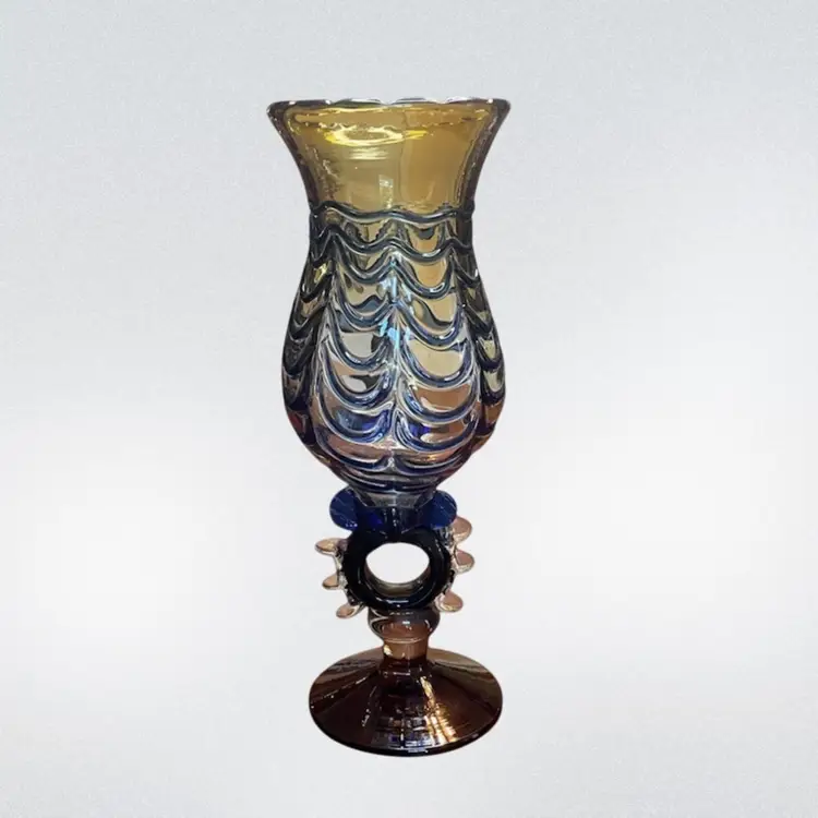 Unsigned Studio Art Glass Vase 13.5” Tall