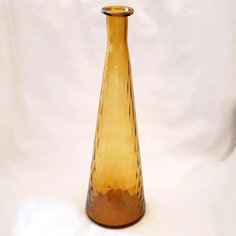 Genie Glass Decanter Bottle Amber 15 7/8" tall NO STOPPER unbranded Vintage MCM