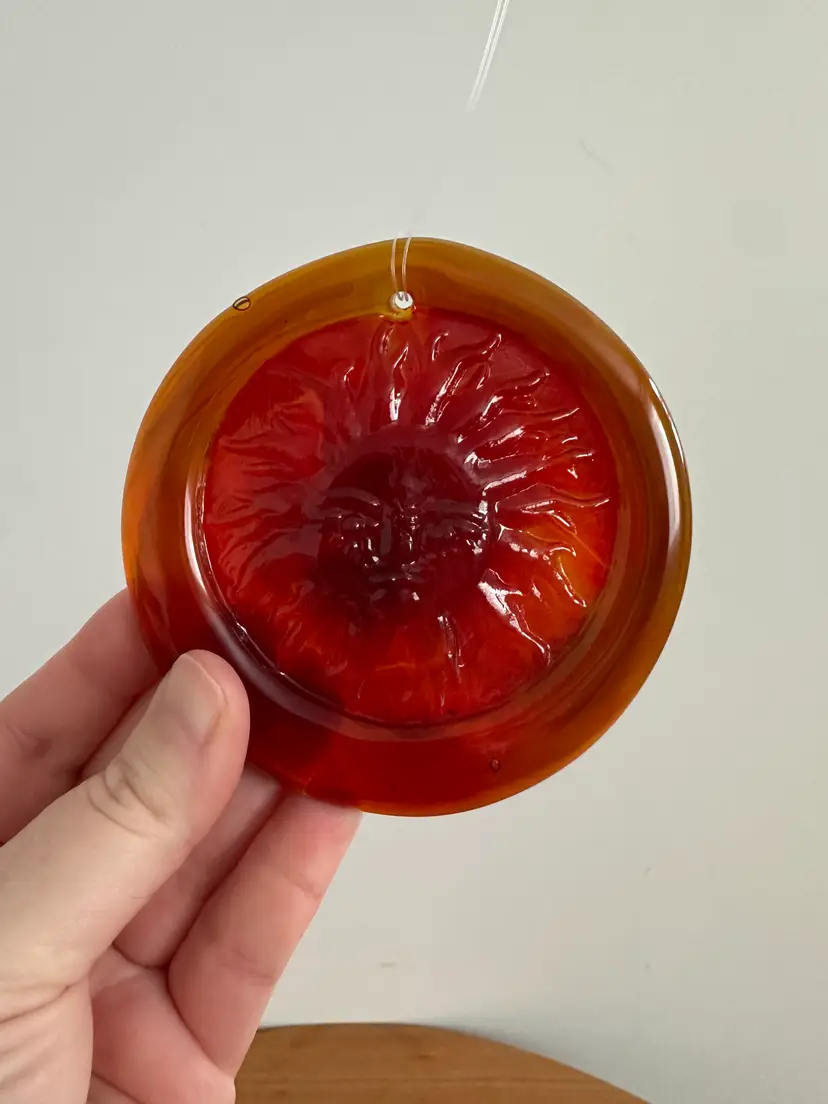 Vintage 90’s Celestial Sun Art Glass Suncatcher