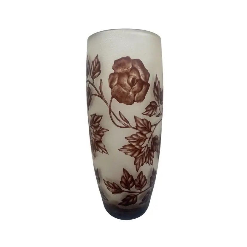 Floral Cameo Glass Vase Signed And Numbered