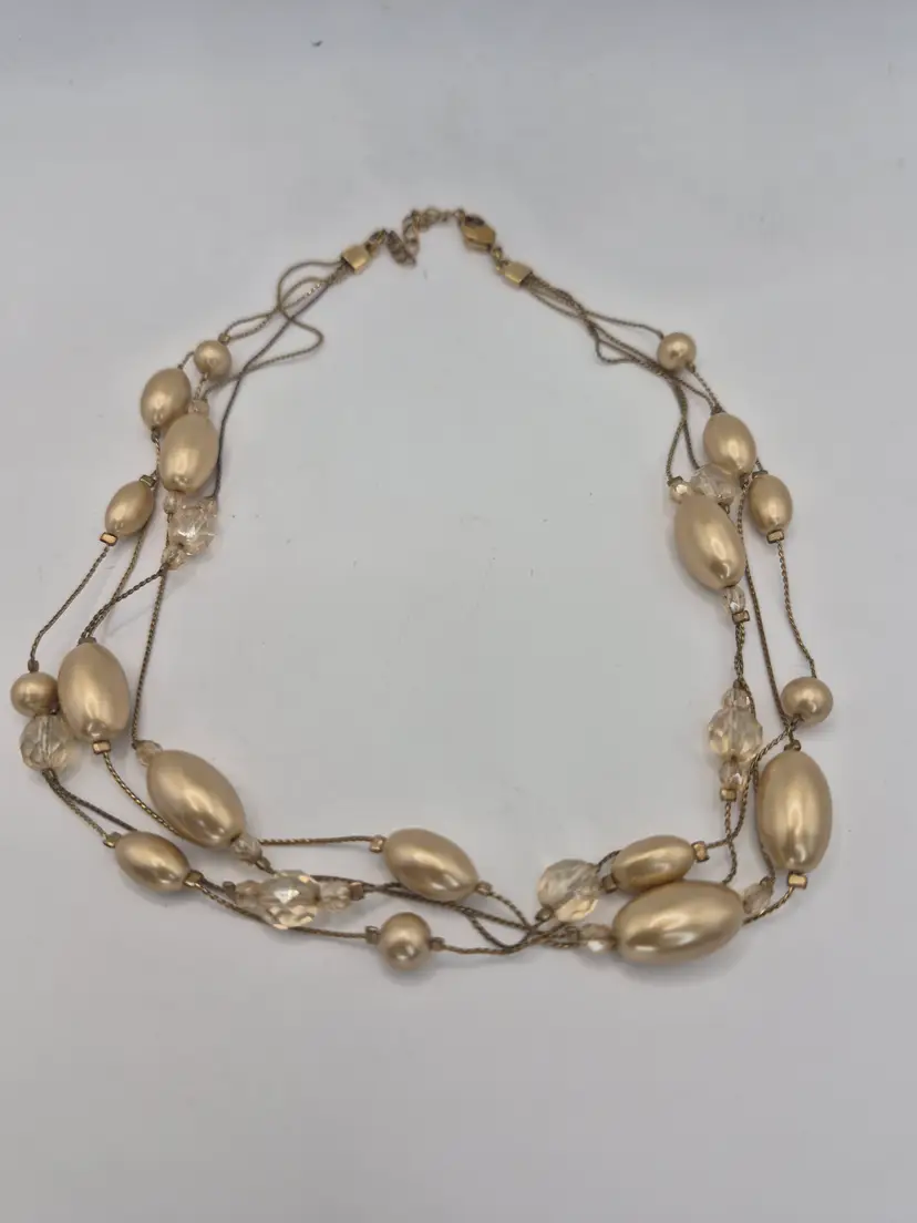 Monet Goldtone Beaded Multi Strand Necklace 16" 2" extender