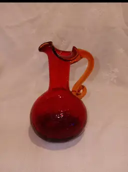Vintage Amberina Crackle glass Pitcher
