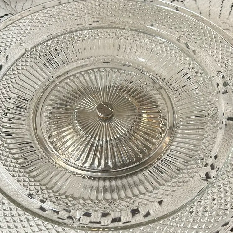 048 Glass silver Plate Cake  Sandwich Stand