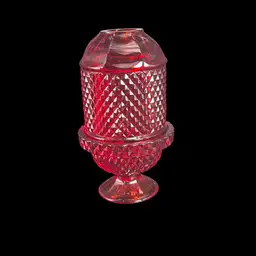 Viking Amberina Diamond Point Glass Fairy Light 6 1/2” Super Small Itty Bitty Flea Bite