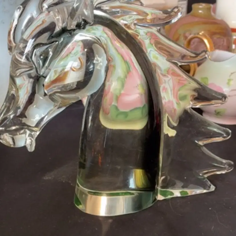 Glass Heavy Horse Head Smokey Glass Detailing as is