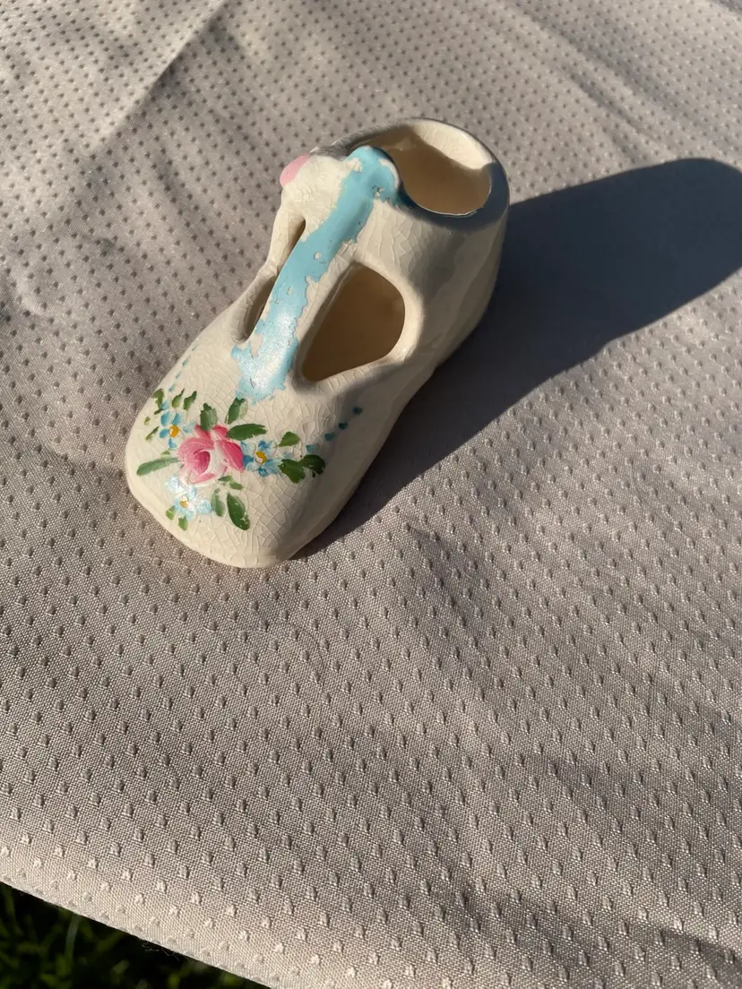 Vintage Little Flowered Baby Shoe