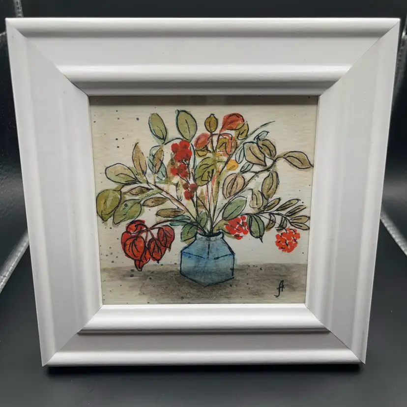 Miniature Watercolor By Julie Aldrich Bouquet