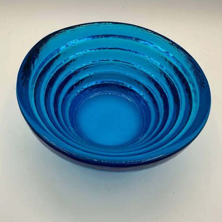 Blenko Glass - Pyramid Step Bowl Cobalt Blue 