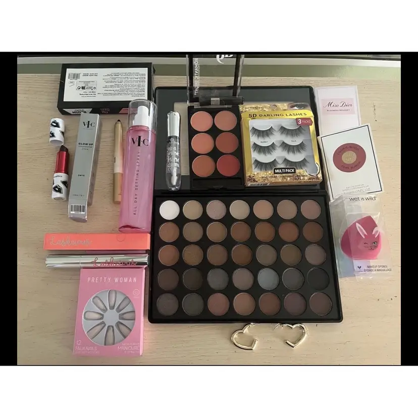 13-piece Mixed Makeup Lot Bundle lip eyeshadow blush pencil lashes nails mascara