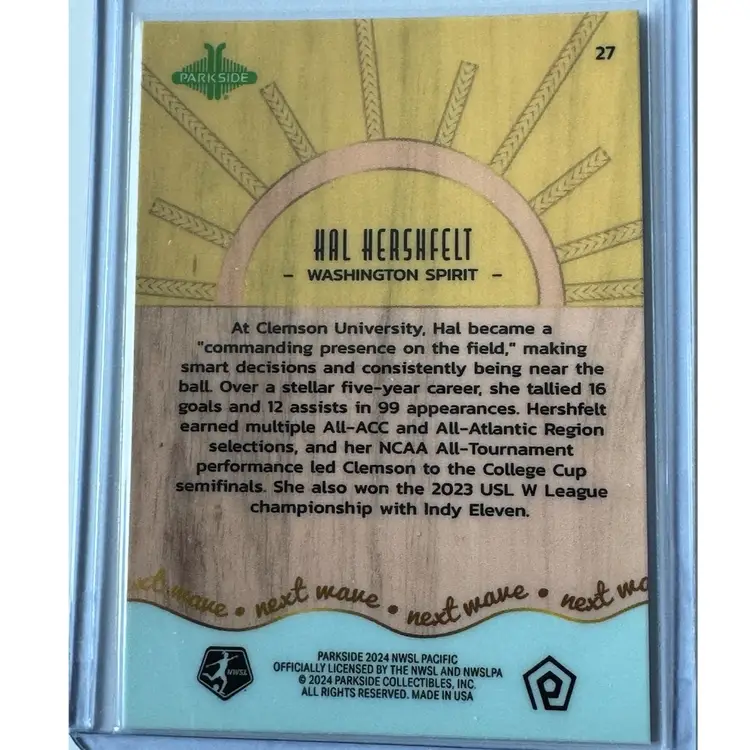 Hal Hershfelt 2024 Parkside Pacific Next Wave Washington Spirit #27