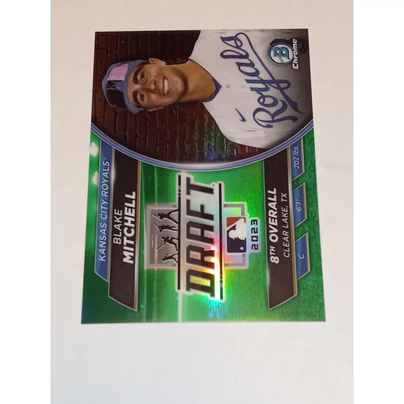 Blake Mitchell 2023 Bowman Draft Picks #BDN-10 Green Refractor 34/99. Royals