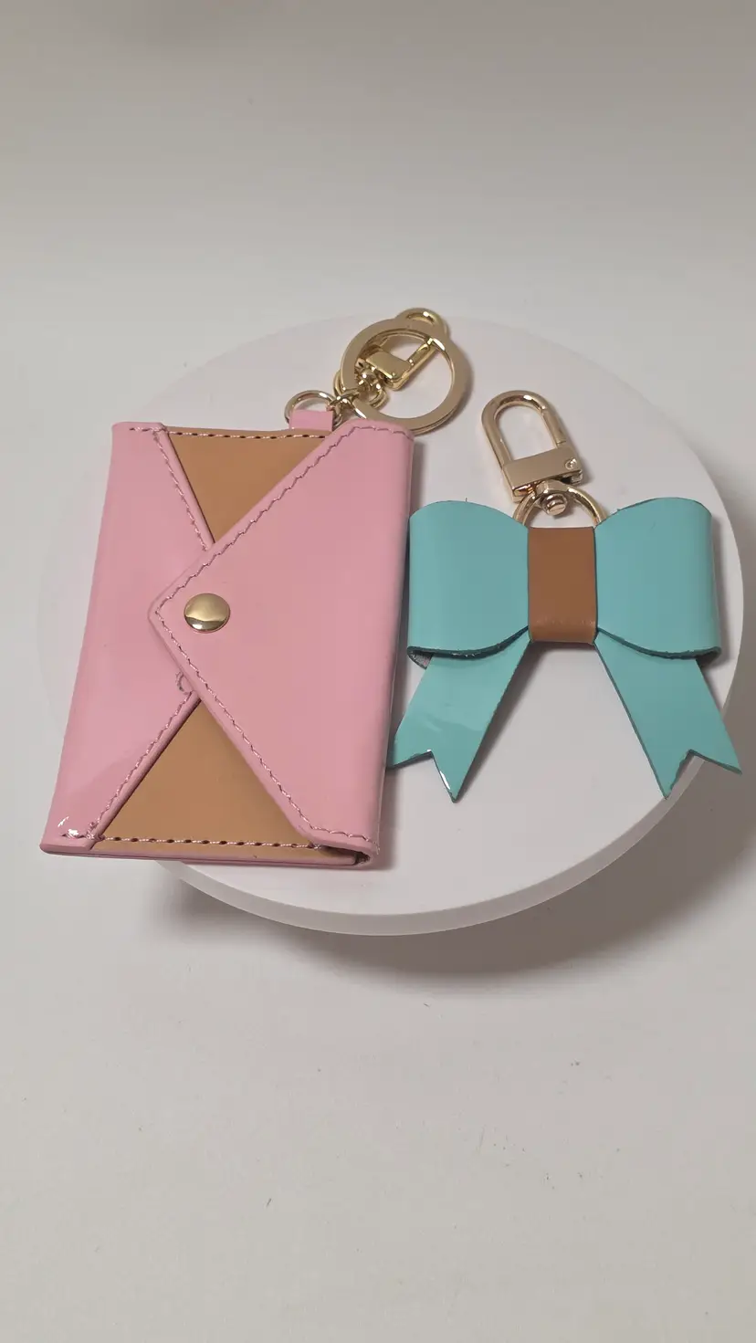 Handmade Patent Leather Purse Charms Key Chain Qty 2 - Slight Color Transfer