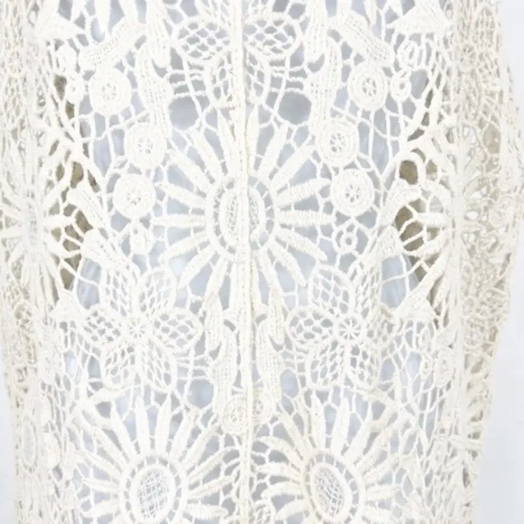 ISELA Crochet Tank Top Womens Size Small Eyelet Cotton Ivory Hippie Festival Y2K